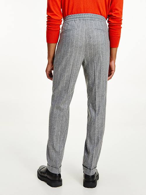 Tommy Hilfiger Tommy x Lardini Wool Blend Slim Fit Pinstripe Nadrág Férfi Szürke | TH520NPK