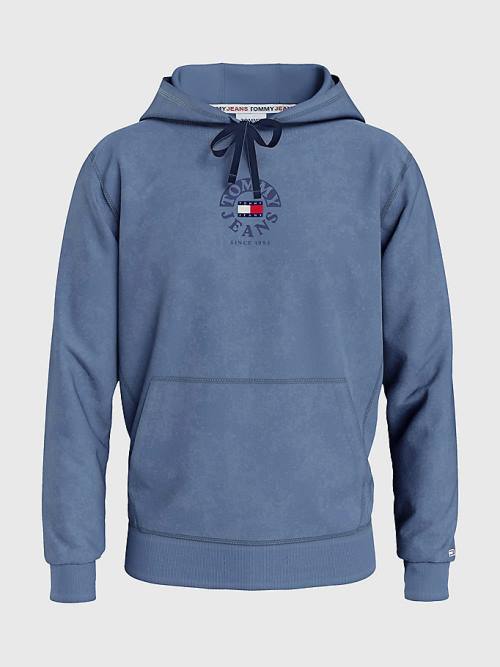 Tommy Hilfiger Tonal Circle Logo Fleece Kapucnis Pulóver Férfi Kék | TH519WOY