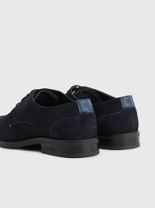 Tommy Hilfiger Tonal Flag Velúr Derby Ruha Cipő Férfi Kék | TH196EGO