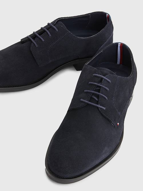 Tommy Hilfiger Tonal Flag Velúr Derby Ruha Cipő Férfi Kék | TH196EGO