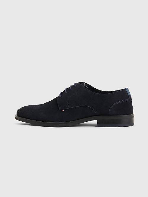 Tommy Hilfiger Tonal Flag Velúr Derby Ruha Cipő Férfi Kék | TH196EGO