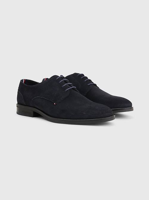 Tommy Hilfiger Tonal Flag Velúr Derby Ruha Cipő Férfi Kék | TH196EGO