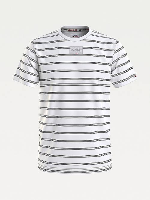 Tommy Hilfiger Tonal Logo Stripe Póló Férfi Fehér | TH847UZX