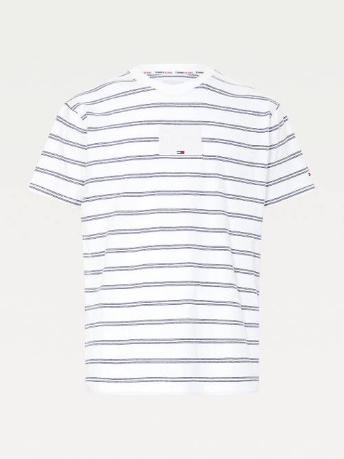 Tommy Hilfiger Tonal Logo Stripe Póló Férfi Fehér | TH847UZX