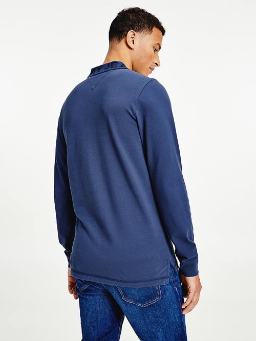 Tommy Hilfiger Tonal Long Sleeve Slim Fit Póló Férfi Kék | TH569IQF