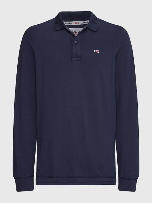 Tommy Hilfiger Tonal Long Sleeve Slim Fit Póló Férfi Kék | TH569IQF