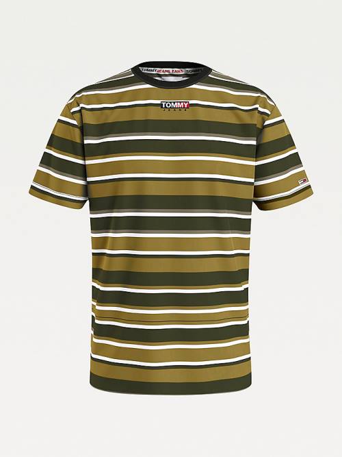 Tommy Hilfiger Tonal Stripe Póló Férfi Zöld | TH728DFI