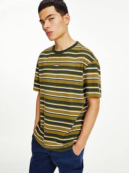 Tommy Hilfiger Tonal Stripe Póló Férfi Zöld | TH728DFI