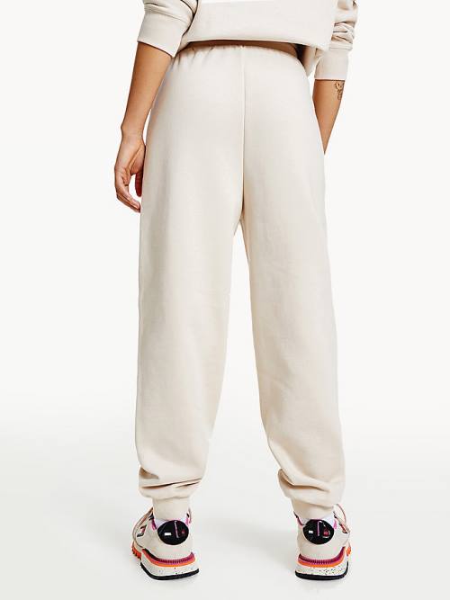 Tommy Hilfiger Tonal Tommy Badge Joggers Nadrág Női Bézs | TH386YKU