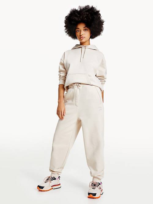 Tommy Hilfiger Tonal Tommy Badge Joggers Nadrág Női Bézs | TH386YKU