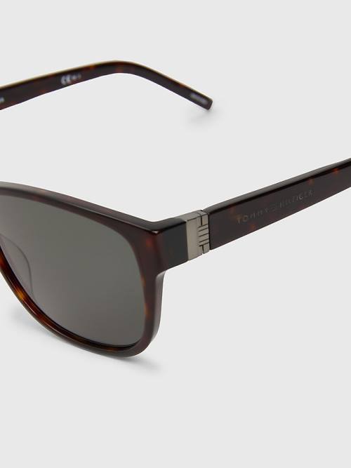 Tommy Hilfiger Tortoiseshell Rectangular Frame Napszemüveg Férfi Barna | TH974FXZ