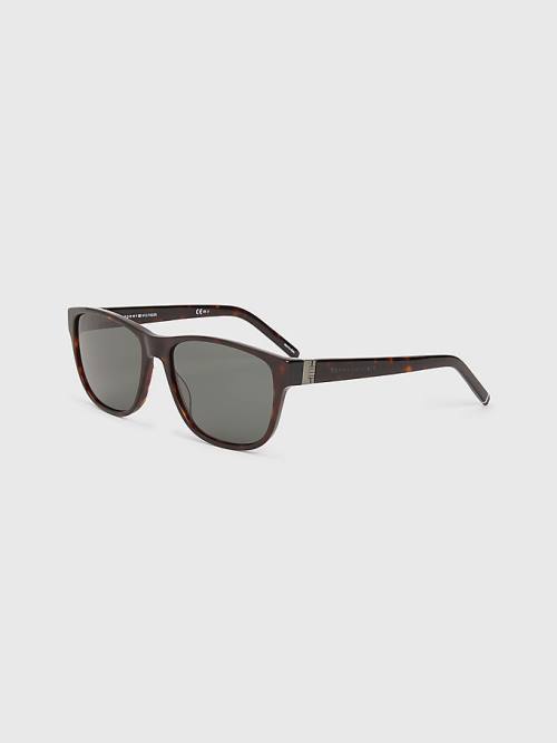 Tommy Hilfiger Tortoiseshell Rectangular Frame Napszemüveg Férfi Barna | TH974FXZ