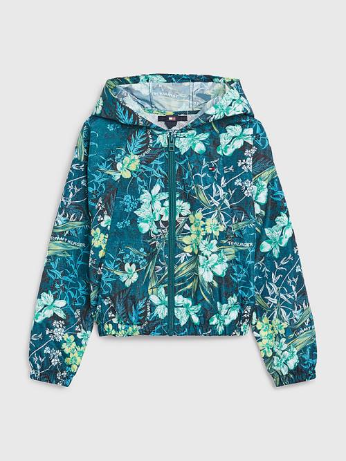 Tommy Hilfiger Tropical Print Chicago Windbreaker Kabát Lány Zöld | TH941PQY