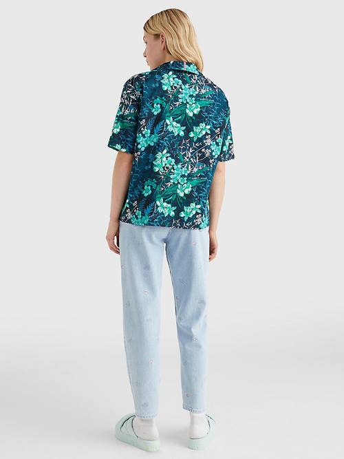 Tommy Hilfiger Tropical Print Oversized Rövid Sleeve Ingek Női Zöld | TH203YHR