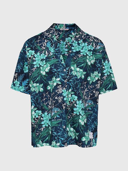 Tommy Hilfiger Tropical Print Oversized Rövid Sleeve Ingek Női Zöld | TH203YHR