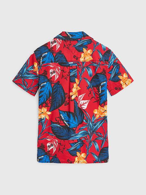 Tommy Hilfiger Tropical Print Rövid Sleeve Ingek Fiú Piros | TH987WXL