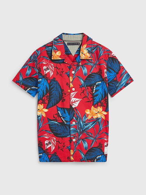 Tommy Hilfiger Tropical Print Rövid Sleeve Ingek Fiú Piros | TH987WXL