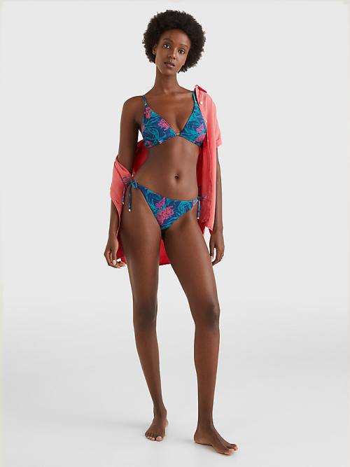 Tommy Hilfiger Tropical Print Triangle Bikini Top Fürdőruha Női Kék | TH036JCA