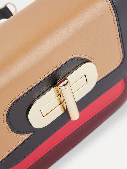 Tommy Hilfiger Turn Lock Small Bőr Crossover Táska Női Kék | TH385XJV