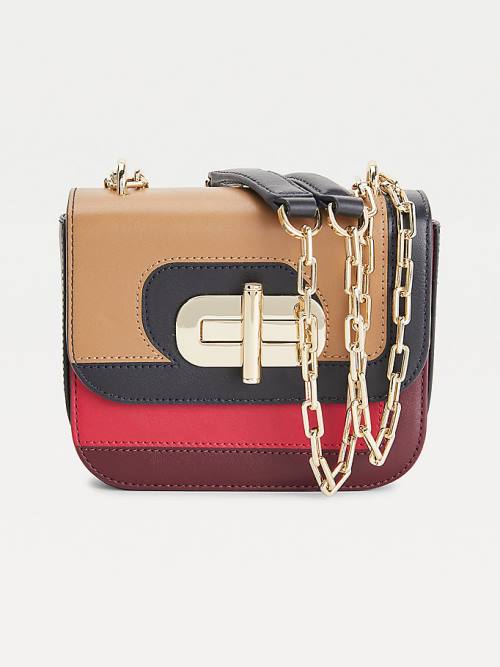 Tommy Hilfiger Turn Lock Small Bőr Crossover Táska Női Kék | TH385XJV