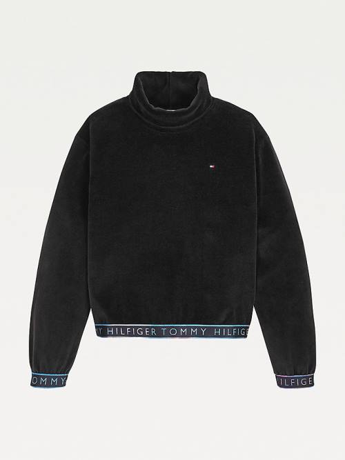 Tommy Hilfiger Turtle Neck Pulóver Lány Fekete | TH206KCY