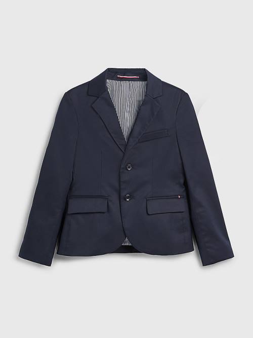 Tommy Hilfiger Twill Single Breasted Blazer Kabát Fiú Kék | TH267TFY