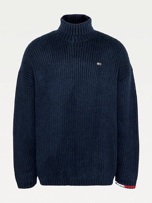 Tommy Hilfiger Two-Tone Rib-Knit Jumper Pulóverek Férfi Kék | TH645OWJ