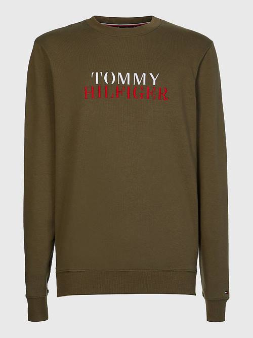 Tommy Hilfiger Ultra Soft Logo Sweatshirt Pizsama Férfi Khaki | TH236BMC