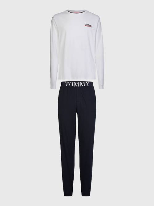 Tommy Hilfiger Ultra Soft Long Sleeve Set Pizsama Férfi Fehér | TH820AVY