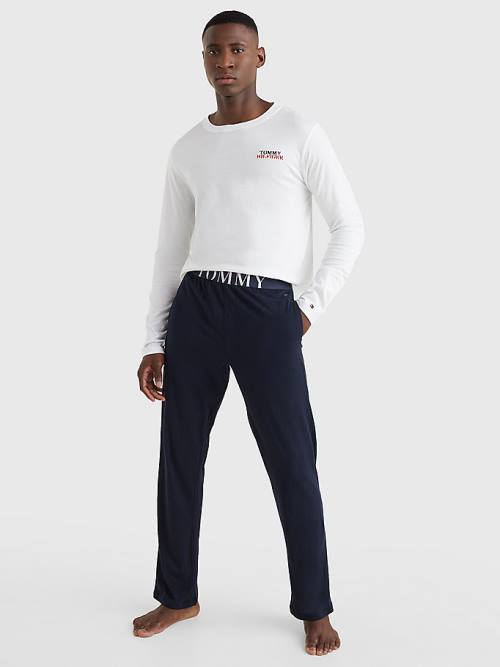 Tommy Hilfiger Ultra Soft Long Sleeve Set Pizsama Férfi Fehér | TH820AVY