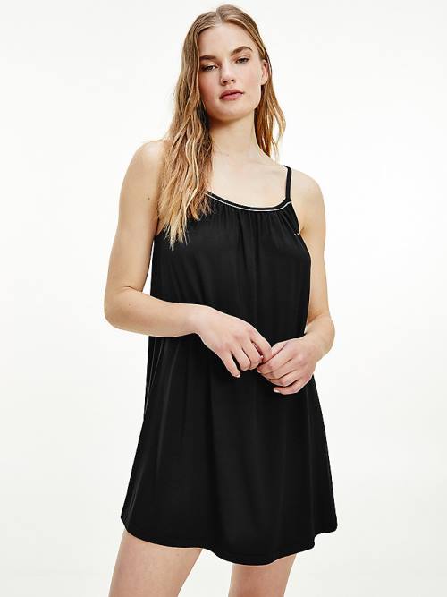 Tommy Hilfiger Ultra Soft Pántos Nightdress Pizsama Női Fekete | TH924OVJ