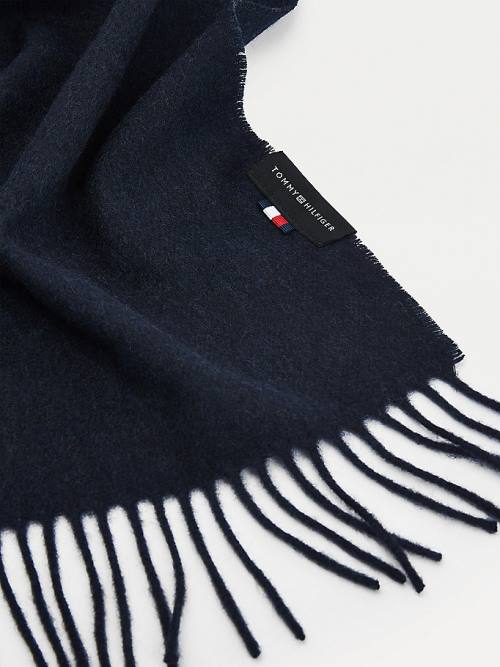 Tommy Hilfiger Uptown Pure Wool Sál Férfi Kék | TH479EUI