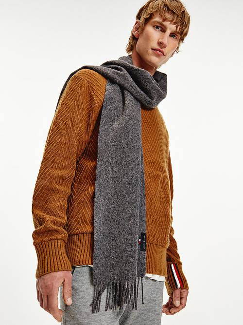 Tommy Hilfiger Uptown Pure Wool Sál Férfi Szürke | TH509PIM