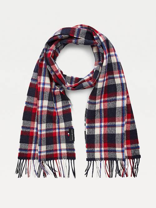 Tommy Hilfiger Uptown Tartan Check Pure Wool Sál Férfi Kék | TH261KNX