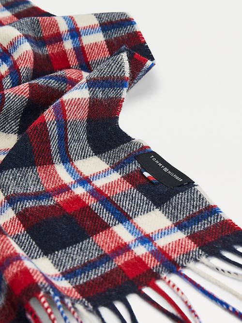 Tommy Hilfiger Uptown Tartan Check Pure Wool Sál Férfi Kék | TH261KNX