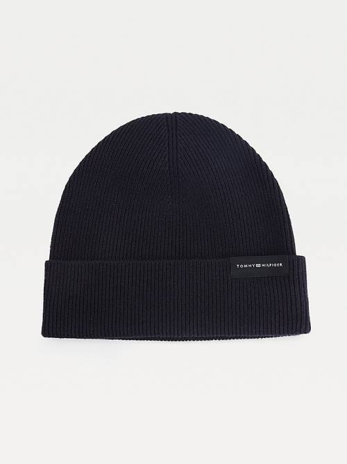 Tommy Hilfiger Uptown Wool Pamut Beanie Kalap Férfi Kék | TH039BJG