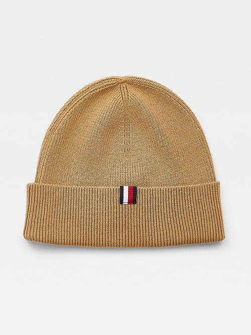 Tommy Hilfiger Uptown Wool Pamut Beanie Kalap Férfi Bézs | TH194BLF