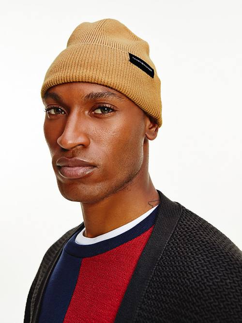 Tommy Hilfiger Uptown Wool Pamut Beanie Kalap Férfi Bézs | TH194BLF