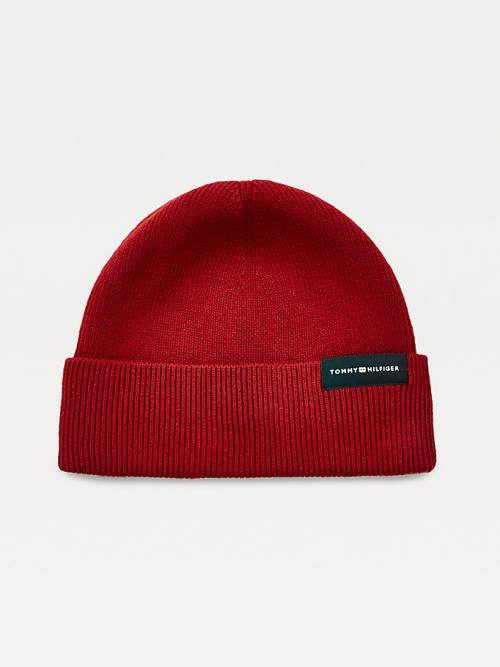 Tommy Hilfiger Uptown Wool Pamut Beanie Kalap Férfi Piros | TH761CXU