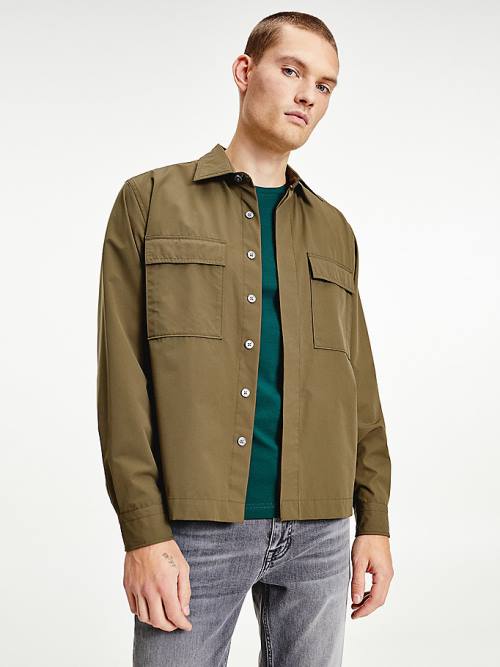 Tommy Hilfiger Utility Regular Fit Poplin Overshirt Ingek Férfi Khaki | TH918LTY