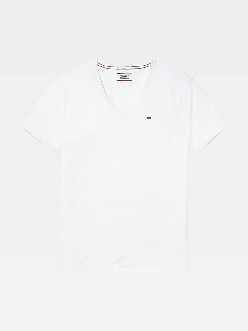 Tommy Hilfiger V-Neck Póló Férfi Fehér | TH783KVX