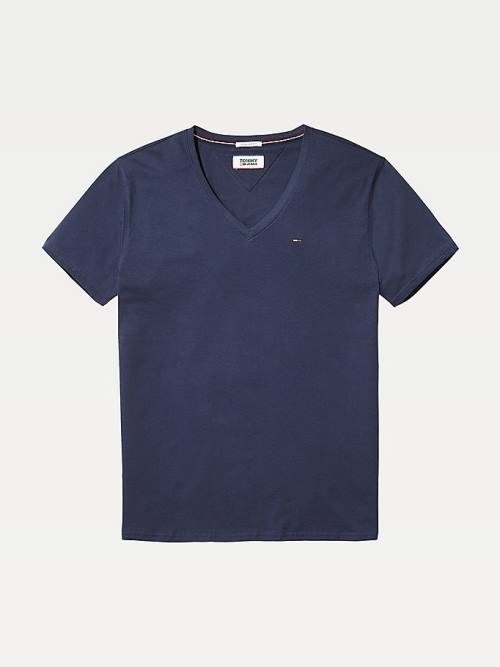 Tommy Hilfiger V-Neck Póló Férfi Kék | TH489AJU