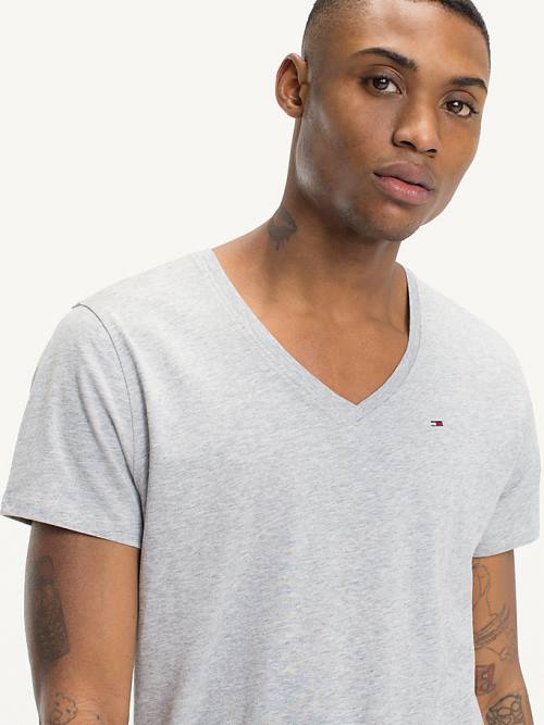 Tommy Hilfiger V-Neck Póló Férfi Szürke | TH524PHS