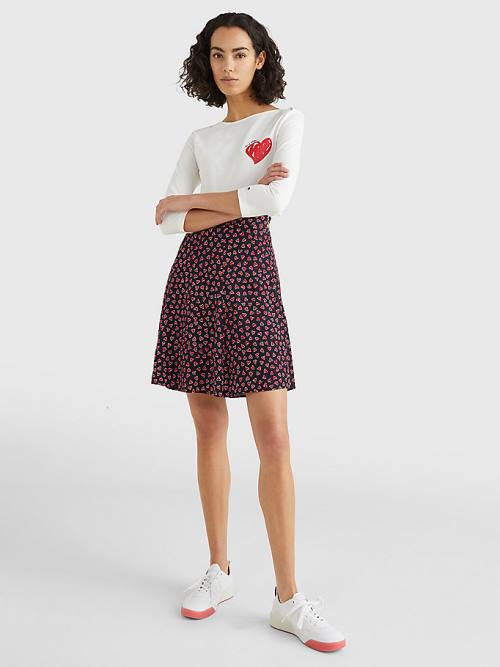 Tommy Hilfiger Valentines Heart Print Csónak Neck Póló Női Fehér | TH231TSZ