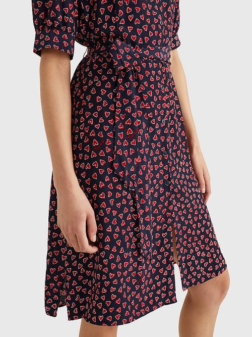 Tommy Hilfiger Valentines Heart Print Knee-Length Ruha Női Kék | TH315TGY