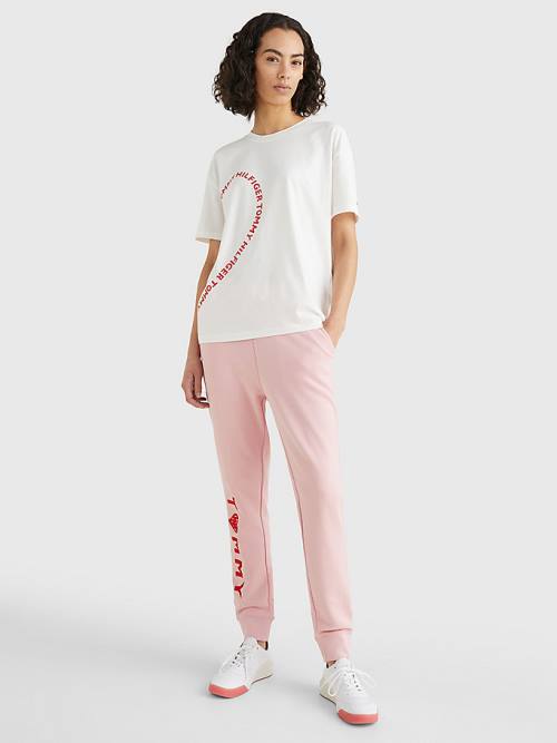 Tommy Hilfiger Valentines Heart Print Relaxed Fit Póló Női Fehér | TH365ABI