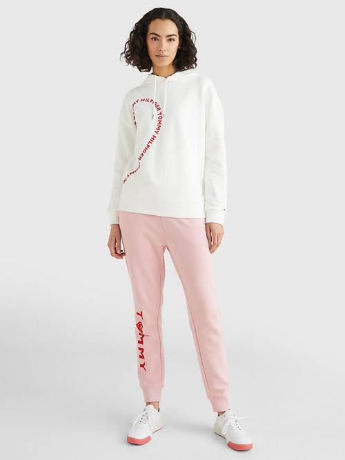 Tommy Hilfiger Valentines Heart Print Relaxed Fit Kapucnis Pulóver Női Fehér | TH892NPW