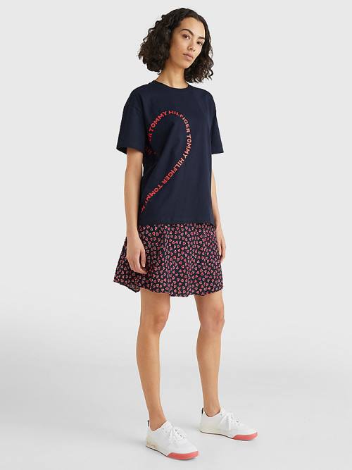 Tommy Hilfiger Valentines Heart Print Relaxed Fit Póló Női Kék | TH970WAN