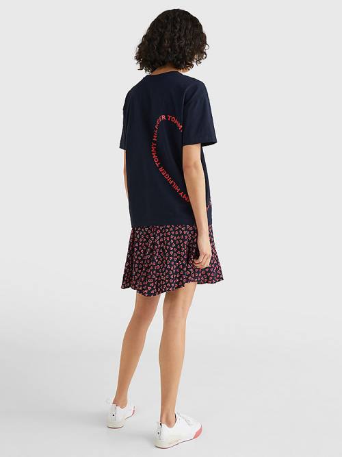 Tommy Hilfiger Valentines Heart Print Relaxed Fit Póló Női Kék | TH970WAN