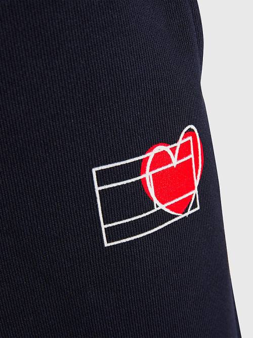 Tommy Hilfiger Valentines Heart Print Terry Joggers Nadrág Lány Kék | TH703DZX